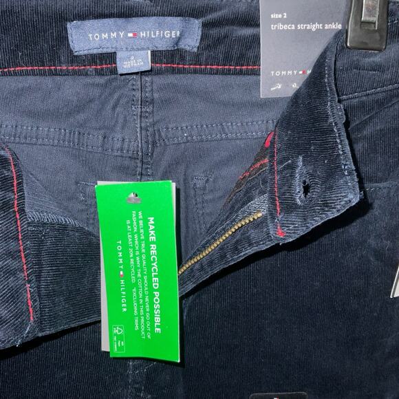 Tommy Hilfiger Women’s Tribeca Straight Leg Cropped Corduroy Pants Blue Size 2 - Picture 3 of 5